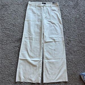 Kut from the Kloth Meg High Rise Utility Pants Ecru Cream Wide Leg Size 14 NWT